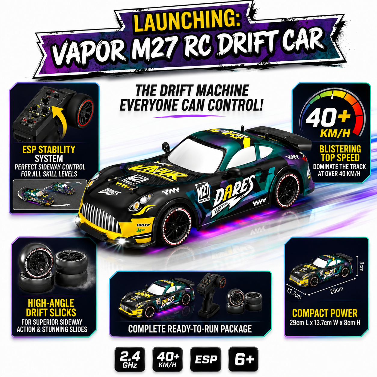 40+ KM/H Drift Car With Built-In Gyroscope for Pro-Level Control
