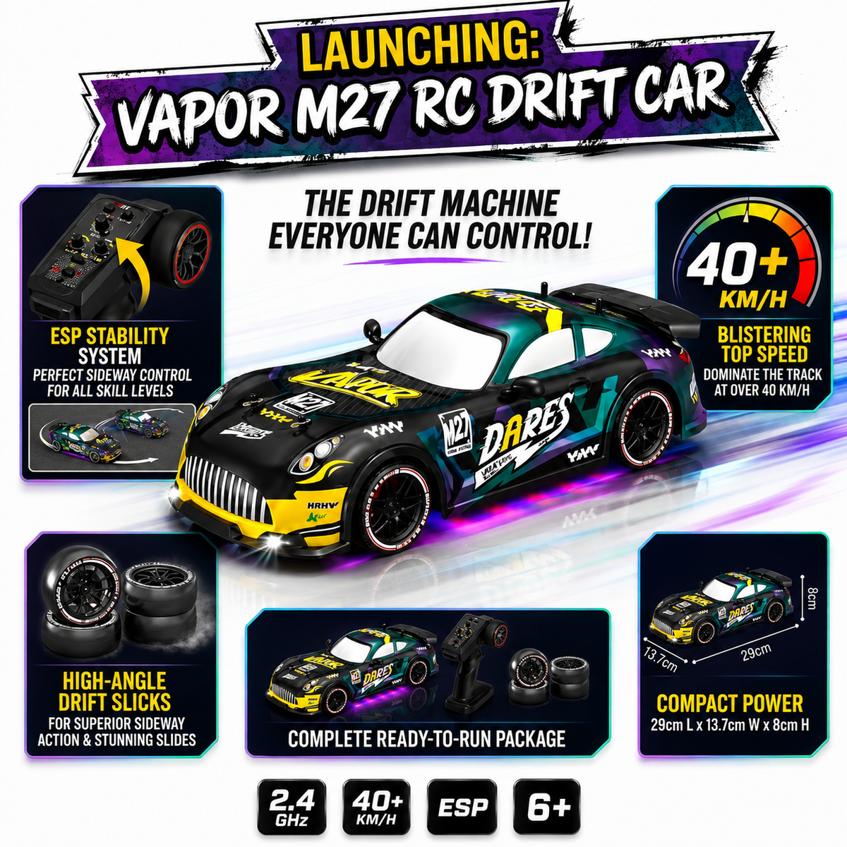 40+ KM/H Gyro Drift Car – Pro-Level Control