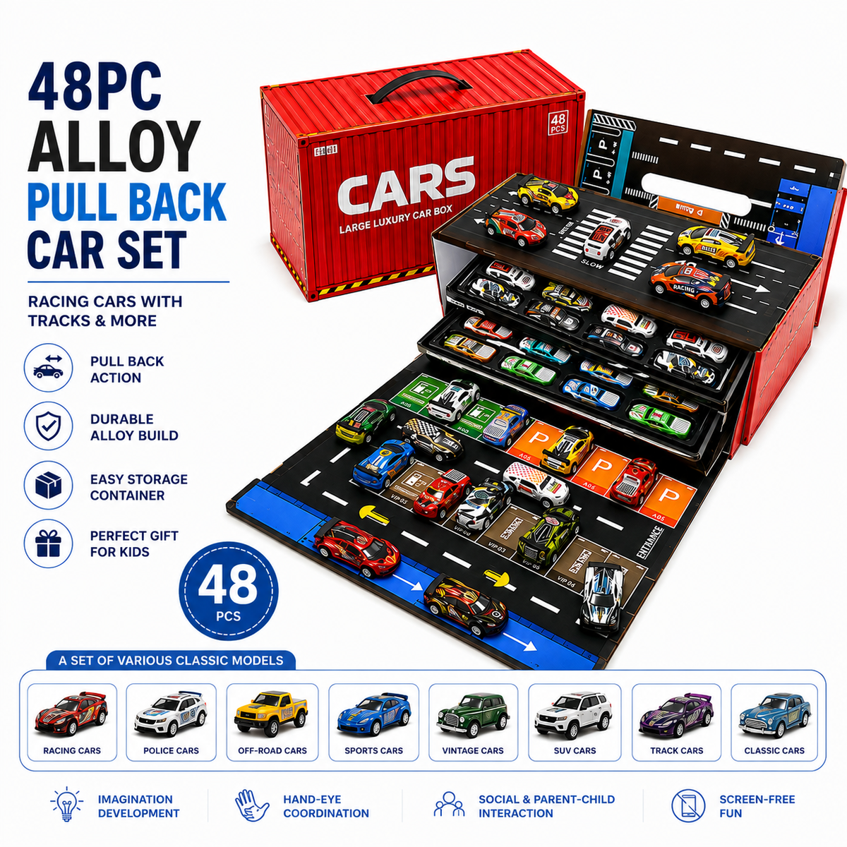 48-Piece Alloy Mini Car Set
