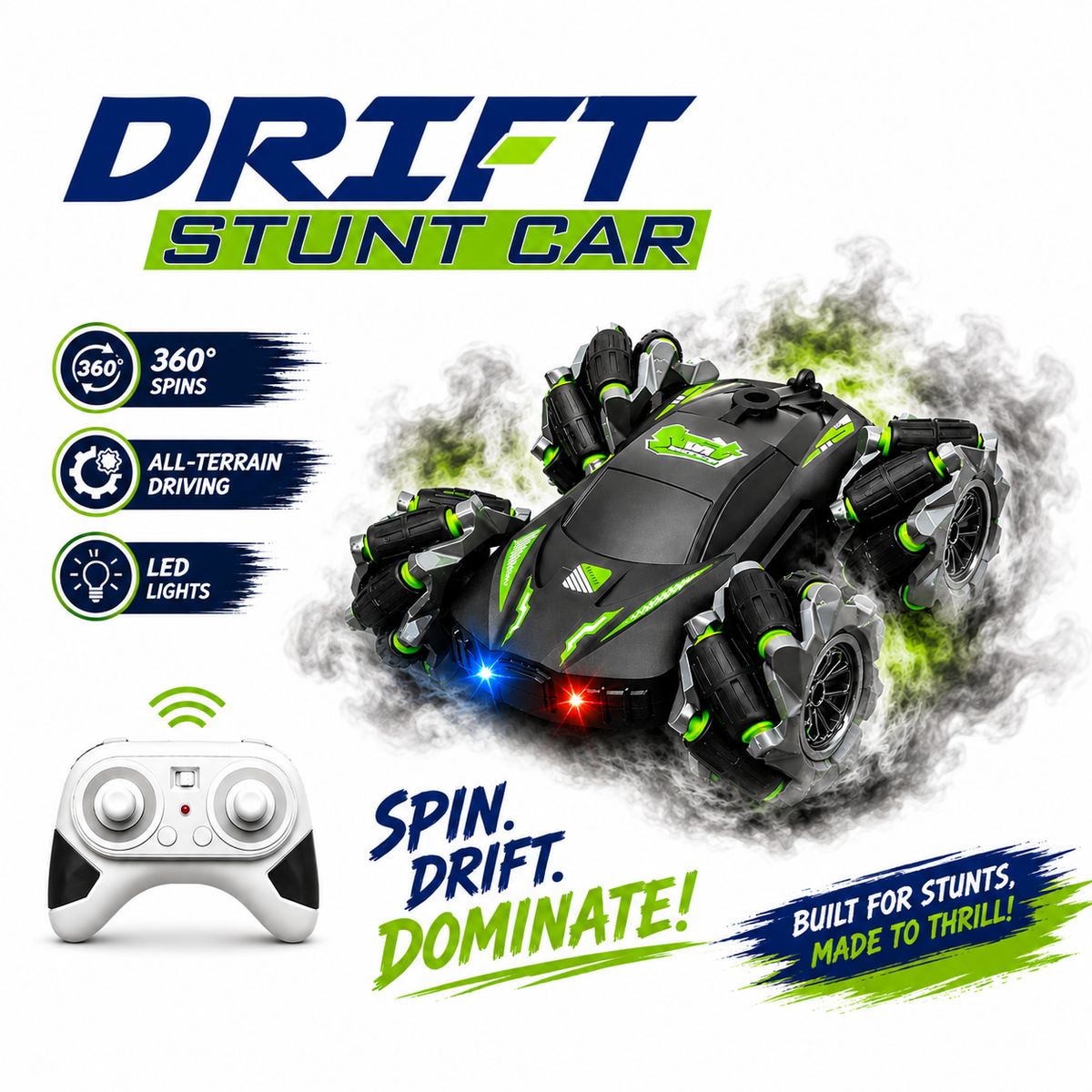 Double-Sided Stunt Car – Drifts, Flips & Mists