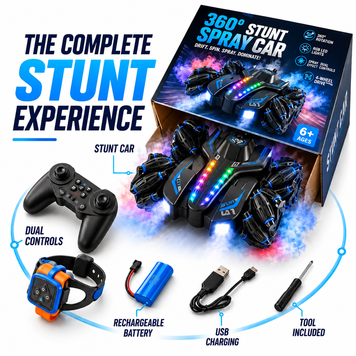 Stunt Car RC — Spins, Sprays & Splits